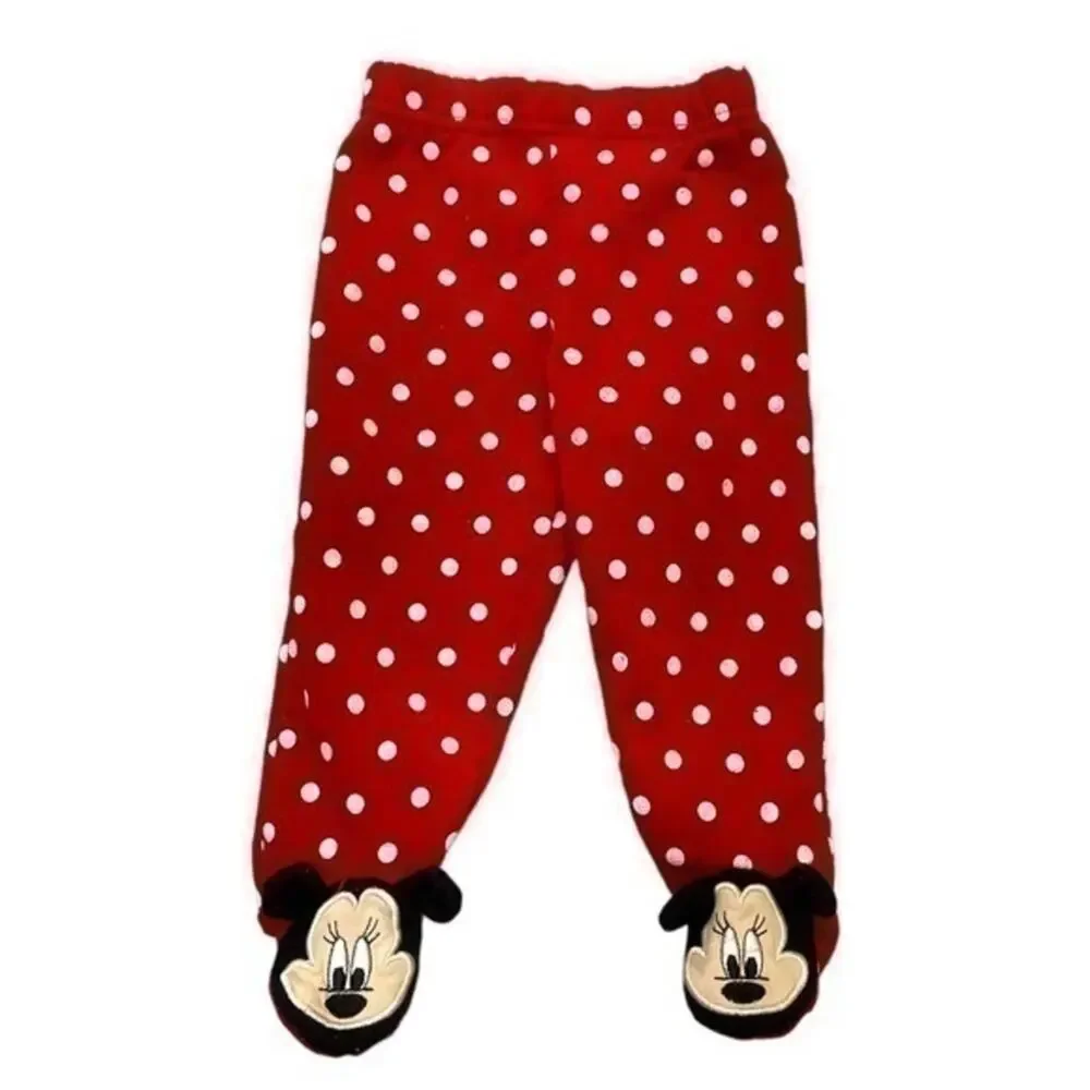 Disney Minnie Mouse Red Polka Dot Footies Pants Size 6-9 Months